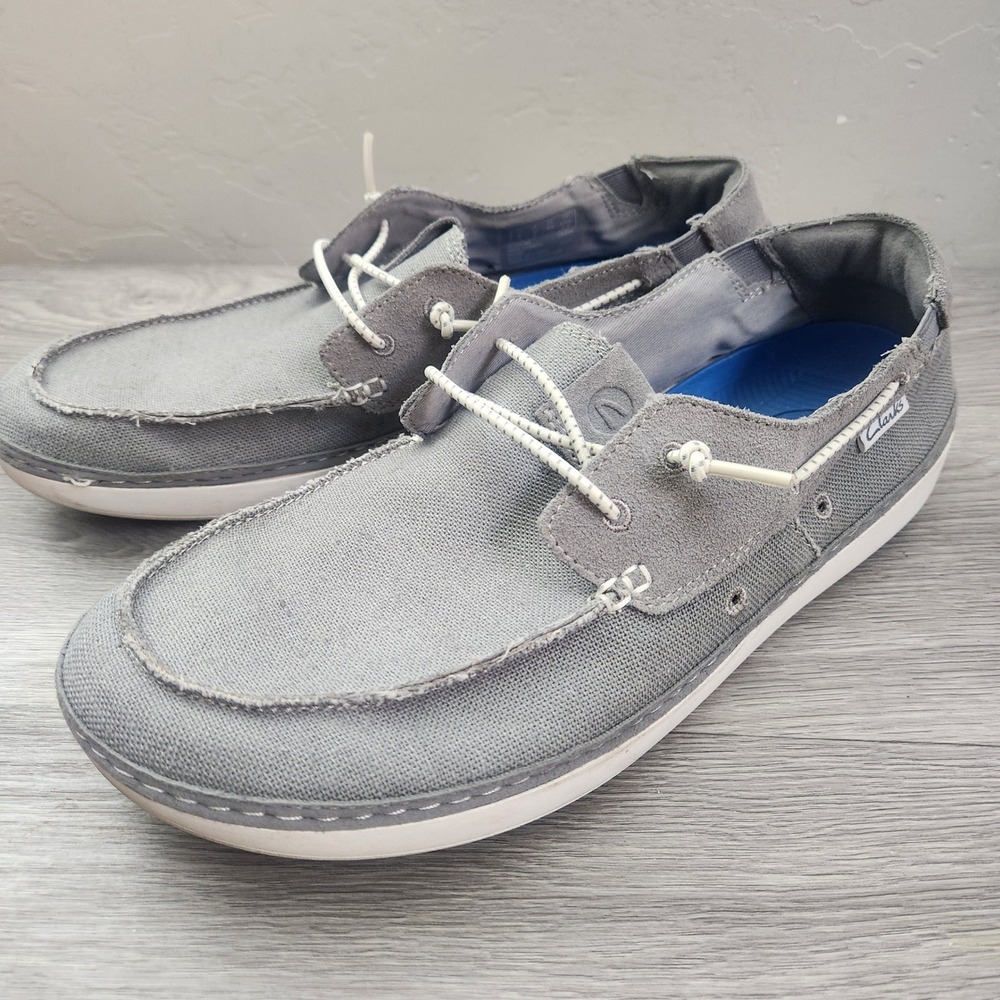 Clarks Grey Boat Shoes Size 9 Casual Canvas Higly Tie